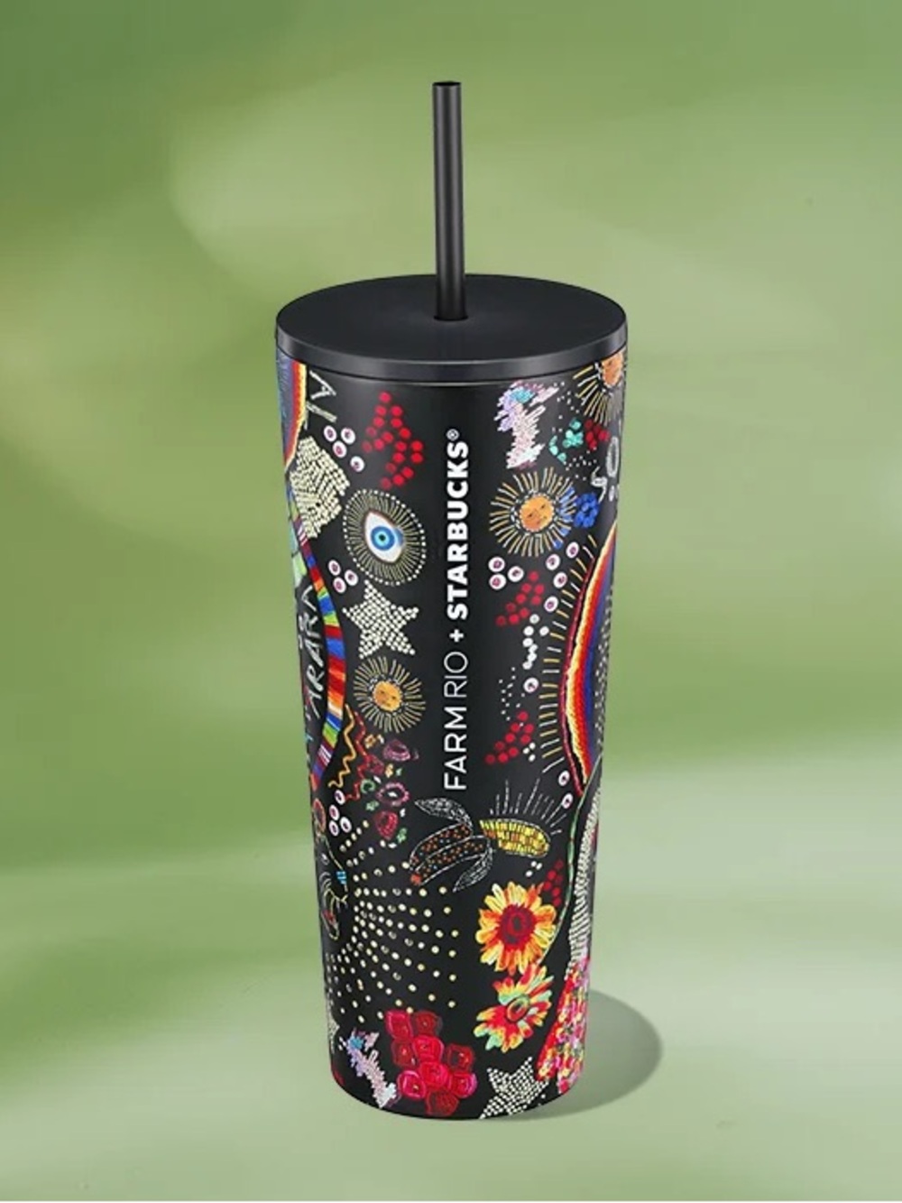 NWT Starbucks Farm Rio‎ Black Floral Tumbler 24oz Limited Edition